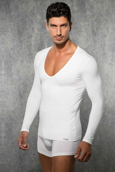 Doreanse Erkek Modal Derin V Yaka Uzun Kol T Shirt 2920